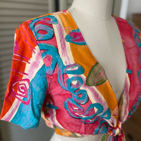 Vintage 90s Wrap Top by Rabbit Rabbit Rabbit (Petite 12) - Picture 4 of 9